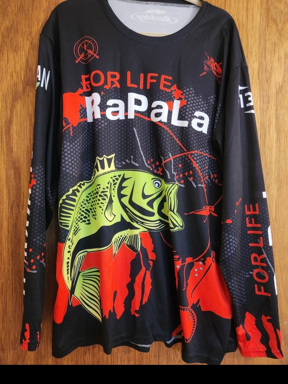 Men's 'For Life' Black & Red Fishing Shirt L/Xl